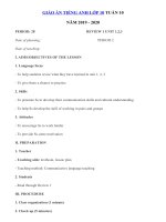 Tải Giáo án tiếng Anh lớp 10 Tuần 10 sách mới - Giáo án điện tử môn tiếng Anh 10 theo tuần