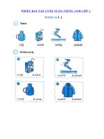 Tải Phiếu bài tập cuối tuần môn Tiếng Anh lớp 1 Tuần 23 - Đề luyện tập cuối tuần lớp 1 môn tiếng Anh có đáp án