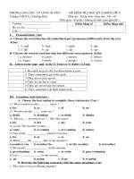 Tải Đề kiểm tra học kì 2 môn tiếng Anh lớp 6 trường THCS Lý Thường Kiệt, An Giang có đáp án - Đề thi Tiếng Anh lớp 6