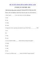 Tải Đáp án Đề thi tuyển sinh vào lớp 10 môn Anh Sở GD&ĐT TP. Hồ Chí Minh năm 2020 - Đề thi vào 10 môn tiếng Anh có đáp án