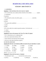 Tải Đề kiểm tra 1 tiết lần 1 lớp 8 môn tiếng Anh Thí điểm năm 2019 - 2020 - Đề kiểm tra 45 phút môn tiếng Anh lớp 8 có đáp án