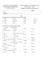 Tải Đề thi học kỳ 2 môn Tiếng Anh lớp 6 trường THCS & THPT Đông Du, Đắk Lắk năm học 2015 - 2016 - Đề kiểm tra học kì 2 môn tiếng Anh lớp 6 có đáp án