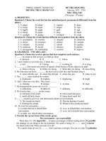 Tải Đề thi chọn học sinh giỏi môn Tiếng Anh lớp 9 trường THCS Thanh Văn, Thanh Oai năm 2015 - 2016 - Đề thi chọn HSG môn Tiếng Anh lớp 9 cấp trường có đáp án