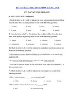 Tải Đề ôn thi vào lớp 10 môn tiếng Anh năm 2020 - 2021 số 10 - Đề tuyển sinh lớp 10 môn Anh có đáp án