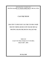 Bảo tồn và phát huy giá trị văn hóa nghề truyền thống bánh cuốn thanh trì tại phường thanh trì, quận hoàng mai, hà nội 