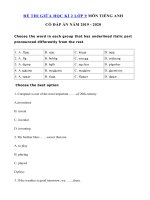 Tải Đề thi giữa kì 2 lớp 9 môn tiếng Anh năm 2019 - 2020 số 3 - Đề kiểm tra tiếng Anh 9 mới có đáp án