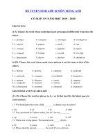 Tải Đề ôn thi vào lớp 10 môn Tiếng Anh năm học 2019 - 2020 số 26 - Đề tuyển sinh lớp 10 môn Anh có đáp án