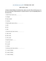 Tải Đề thi học kì 1 lớp 7 môn Tiếng Anh có file nghe năm học 2018 - 2019 số 2 - Đề kiểm tra học kì 1 môn Tiếng Anh lớp 7 có đáp án