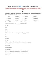 Tải Bộ đề thi giữa kì 1 lớp 7 môn Tiếng Anh năm 2020 - 2021 - Đề kiểm tra giữa học kì 1 lớp 7 môn Tiếng Anh có đáp án
