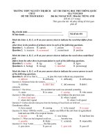 Tải Đề thi thử THPT Quốc gia 2018 môn tiếng Anh lần 1 trường THPT Nguyễn Thị Bích Châu, Hà Tĩnh có đáp án - Ôn thi THPT Quốc gia 2018