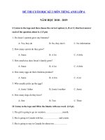 Tải Đề thi môn Tiếng Anh lớp 6 học kì 2 có đáp án trường THCS Nguyễn Văn Trỗi năm học 2018 - 2019 - Đề thi học kì 2 lớp 6 môn Tiếng Anh có đáp án