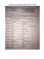 Tải Đáp án đề thi vào lớp 10 môn Tiếng Anh Sở GD&ĐT Bến Tre năm 2019 - Đề thi tuyển sinh lớp 10 năm 2019 môn Tiếng Anh có đáp án