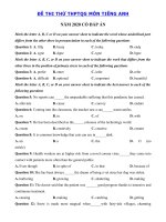 Tải Đề thi thử tốt nghiệp THPT lần 3 môn Anh trường THPT Chuyên Thái Bình năm 2020 - Đề thi tiếng Anh THPT Quốc Gia 2020 có đáp án