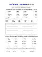 Tải Trắc nghiệm Ngữ âm tiếng Anh lớp 8 Unit 2 Life in the countryside - Bài tập Unit 2 lớp 8 Life in the countryside có đáp án