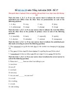 Tải Đề thi vào 10 môn Tiếng Anh năm 2020 - Đề 17 - Đề luyện thi vào 10 môn Anh nâng cao có đáp án