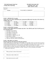 Tải Đề thi học kỳ 1 môn Tiếng Anh lớp 6 trường THCS Mỹ Hưng, Hà Nội năm học 2016 - 2017 có đáp án - Đề kiểm tra học kỳ 1 môn Tiếng Anh 6 có đáp án