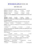 Tải Đề thi học kì 1 lớp 10 môn tiếng Anh năm 2019 - 2020 - Đề kiểm tra tiếng Anh lớp 10 chương trình mới