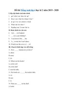 Tải Đề thi Tiếng Anh lớp 4 học kì 2 năm 2019 - 2020 - Đề kiểm tra tiếng Anh lớp 4 học kì 2 có đáp án