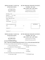 Tải Đề thi chọn học sinh giỏi cấp huyện môn Tiếng Anh lớp 9 huyện Bảo Thắng năm học 2015 - 2016 - Đề thi học sinh giỏi môn Tiếng Anh lớp 9 có đáp án