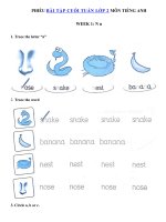 Tải Phiếu bài tập cuối tuần môn Tiếng Anh lớp 2 Tuần 1 - Bài tập cuối tuần tiếng Anh 2 có đáp án