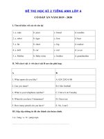 Tải Đề thi cuối học kì 2 lớp 4 môn tiếng Anh năm 2019 - 2020 - Đề thi tiếng anh lớp 4 học kỳ 2 có đáp án