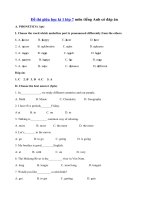 Tải Đề thi giữa học kì 1 lớp 7 môn tiếng Anh có đáp án năm học 2019 - 2020 - Đề kiểm tra 45 phút lớp 7 môn tiếng Anh