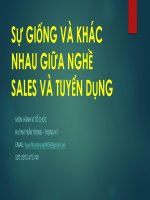 SỰ GIỐNG và KHÁC NHAU GIỮA NGHỀ SALES và TUYỂN DỤNG