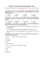 Tải Đề thi vào 10 môn Tiếng Anh năm 2020 - Đề 16 - Đề luyện thi vào 10 môn Anh nâng cao có đáp án