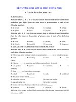 Tải Đề ôn thi vào lớp 10 môn tiếng Anh Sở GD&ĐT Thành phố Hà Nội số 16 - Đề thi tiếng Anh vào lớp 10 Hà Nội có đáp án