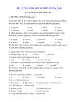 Tải Đề ôn thi vào lớp 10 môn tiếng Anh năm 2020 - 2021 số 11 - Đề tuyển sinh lớp 10 môn Anh có đáp án