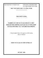 NGHIÊN CỨU ĐỀ XUẤT GIẢI PHÁP ƯU TIÊN ĐỊNH HƯỚNG KHÔNG GIAN QUẢN LÝ TỔNG HỢP TÀI NGUYÊN KHU VỰC VEN BIỂN HẢI PHÒNG.TÓM TẮT LUẬN ÁN TIẾN SỸ