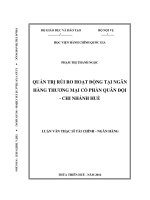 (Luận văn thạc sĩ) quản trị rủi ro hoạt động tại ngân hàng thương mại cổ phần quân đội   chi nhánh huế 