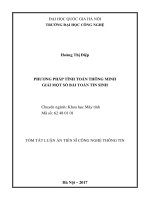PHƯƠNG PHÁP TÍNH TOÁN THÔNG MINH GIẢI MỘT SỐ BÀI TOÁN TIN SINH Chuyên ngành: Khoa học Máy tính. TÓM TẮT LUẬN ÁN TIẾN SĨ CÔNG NGHỆ THÔNG TIN