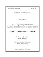 (Luận văn thạc sĩ) quản lý quy hoạch xây dựng tại thành phố đồng hới, tỉnh quảng bình 