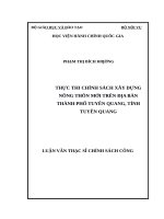 Thực thi chính sách xây dựng nông thông mới trên địa bàn thành phố tuyên quang, tỉnh tuyên quang 