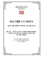 Bài tập cá nhân môn Hệ thống thông tin kế toán: Phân tích và thiết kế hệ thống thông tin kế toán quản lí nhân sự và tiền lương