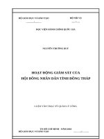Hoạt động giám sát của hội đồng nhân dân tỉnh đồng tháp 