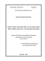 Chất lượng tín dụng đầu tư tại ngân hàng phát triển việt nam   chi nhánh thái bình 