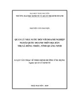 Quản lý nhà nước đối với doanh nghiệp ngoài quốc doanh trên địa bàn thị xã Đông Triều, tỉnh Quảng Ninh