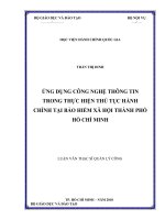 Ứng dụng công nghệ thông tin trong thực hiện thủ tục hành chính tại bảo hiểm xã hội tp  HCMThành phố hồ chí minh 