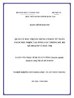 Quản lý đầu tư xây dựng cơ bản từ ngân sách nhà nước tại tổng cục thống kê, bộ kế hoạch và đầu tư 