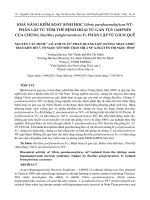 Khả năng kiểm soát sinh học Vibrio parahaemolyticus NT7 phân lập từ tôm thẻ bệnh hoại tử gan tụy (AHPND) của chủng Bacillus polyfermenticus F27 phân lập từ giun quế