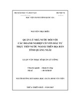 (Luận văn thạc sĩ) quản lý nhà nước đối với các doanh nghiệp có vốn đầu tư trực tiếp nước ngoài trên địa bàn tỉnh quảng ngãi 