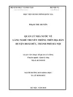(Luận văn thạc sĩ) quản lý nhà nước về làng nghề truyền thống trên địa bàn huyện hoài đức, thành phố hà nội 