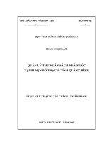 (Luận văn thạc sĩ) quản lý thu ngân sách nhà nước tại huyện bố trạch, tỉnh quảng bình 