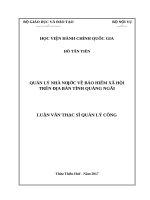 Quản lý nhà nước về bảo hiểm xã hội trên địa bàn tỉnh quảng ngãi 