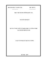 (Luận văn thạc sĩ) quản lý nhà nước về khoa học và công nghệ thành phố hà nội 