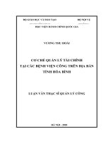 (Luận văn thạc sĩ) cơ chế quản lý tài chính tại các bệnh viên công trên địa bàn tỉnh hoà bình 