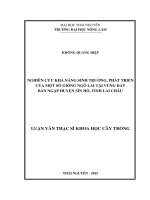 (Luận văn thạc sĩ) - Nghiên cứu khả năng sinh trưởng, phát triển của một số giống ngô lai tại vùng đất bán ngập huyện Sìn Hồ, tỉnh Lai Châu
