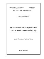(Luận văn thạc sĩ) quản lý thuế thu nhập cá nhân tại cục thuế thành phố hà nội 